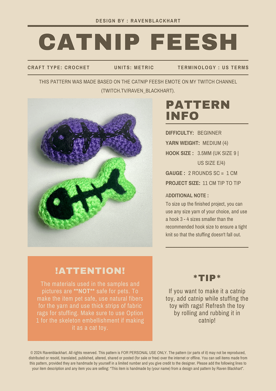 Crochet Pattern - Catnip Feesh product image (1)