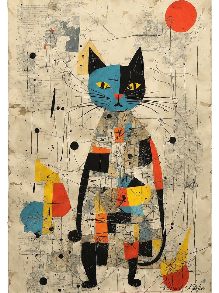 'Sebastian' by Edward Martin-Collage Cat Abstract Art Poster product image (1)
