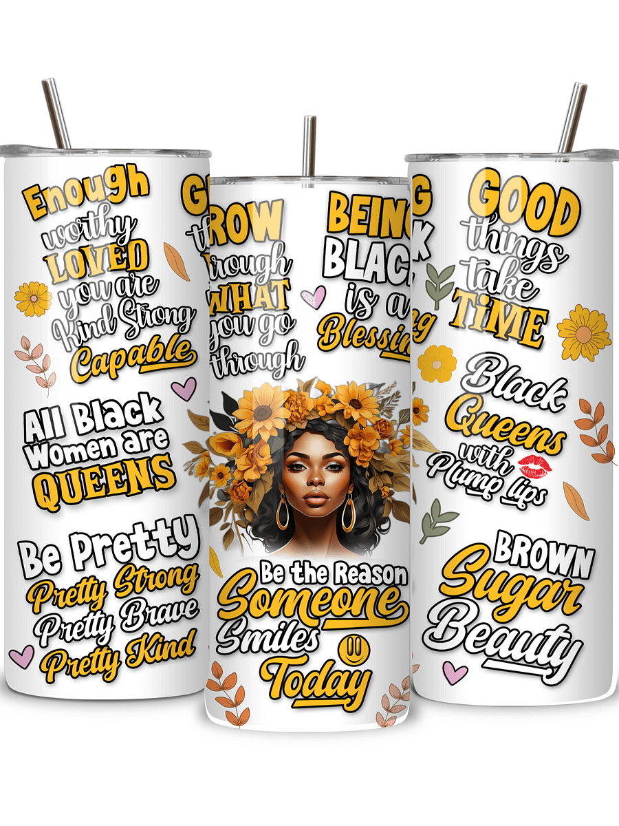 New ProductInspirational Quote Skinny Tumbler, 20oz, Black, Double-Walled Stainless Steel, Gift for Women product image (2)