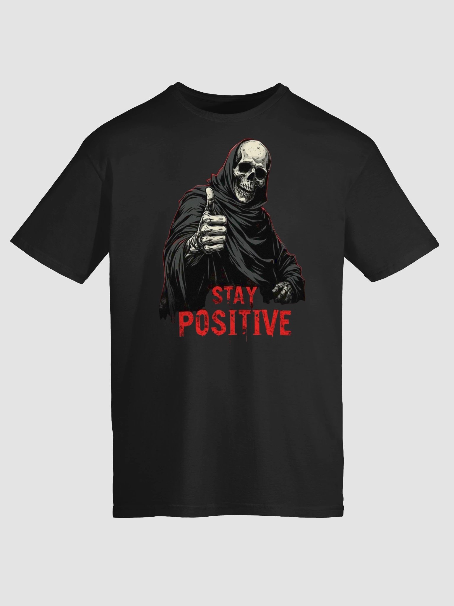 Stay Positive T-Shirt - Funny Grim Reaper Thumbs Up product image (6)