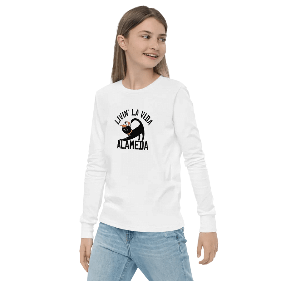 Cool Cat Bella+Canvas Youth Long Sleeve T-Shirt product image (3)