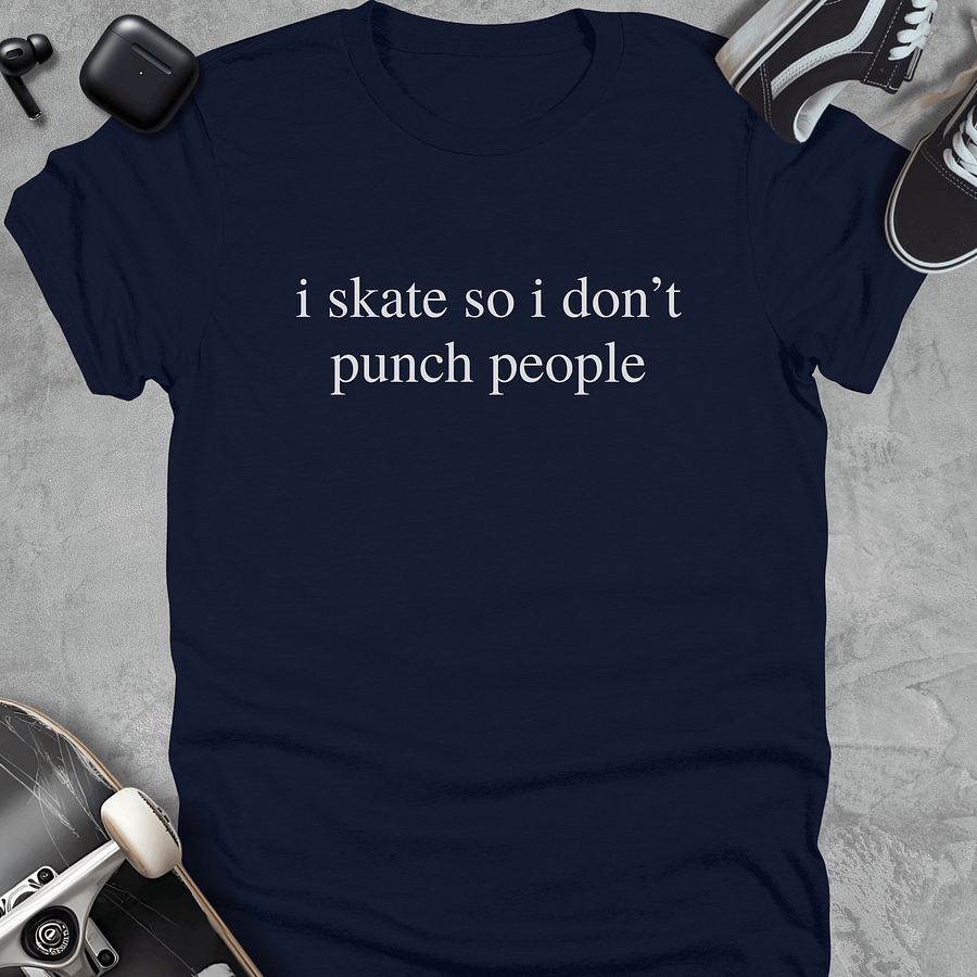 I skate so i don't punch people, Funny skateboarding t-shirt, Unisex product image (3)