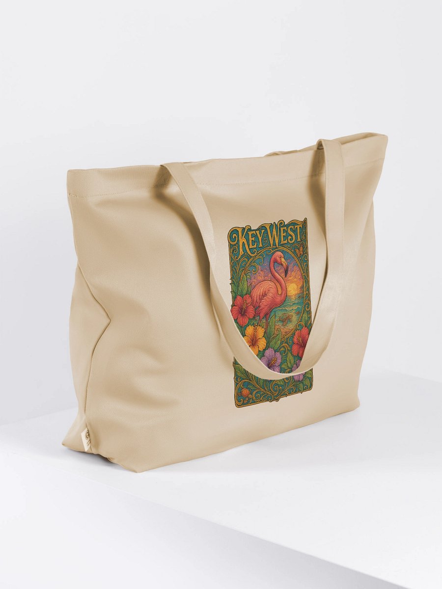 Key West Organic Cotton Tote Bag with Flamingo and Hibiscus product image (8)