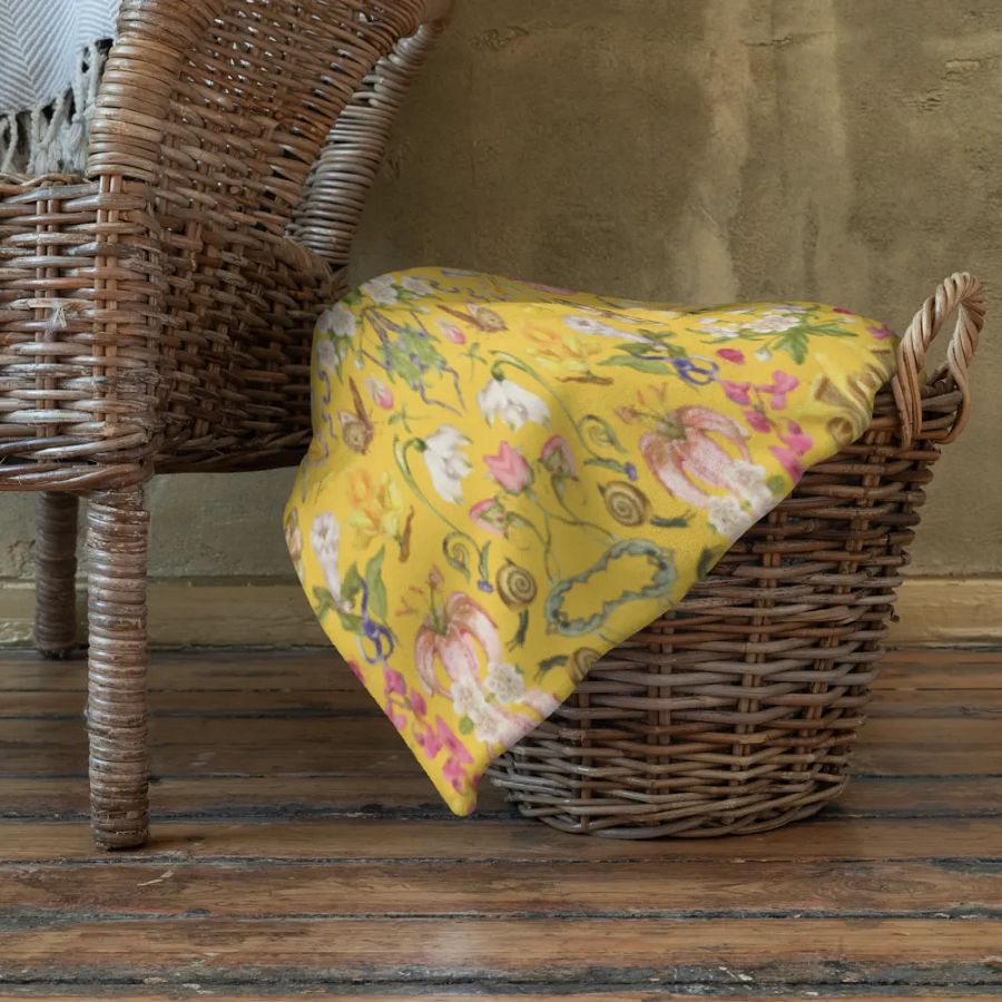 Exotic Blooming Floral Butterfly Yellow Throw Blanket product image (11)