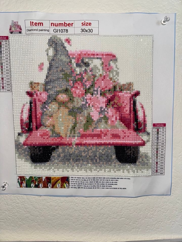 Pink Gnome in Pink V-Day Truck Full Drill Diamond Painting product image (1)