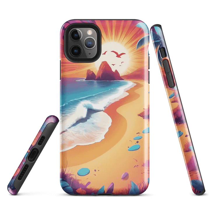 Sunrise Serenity: Psychedelic Beach iPhone Case product image (3)