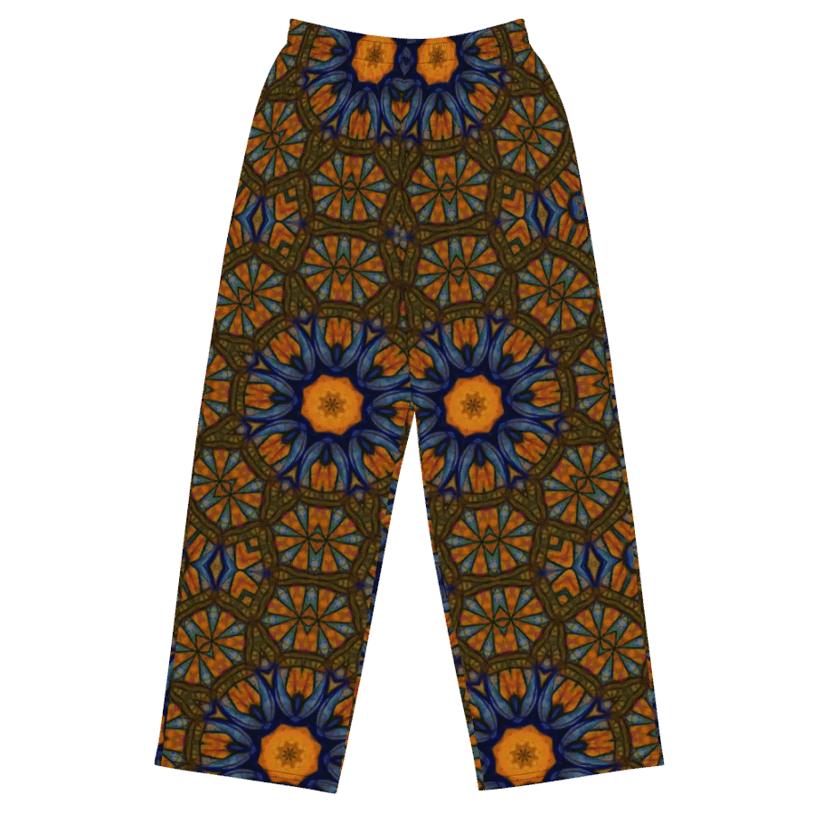 Orange and Blue Sketchy Kaleidoscope Wideleg Pants product image (1)