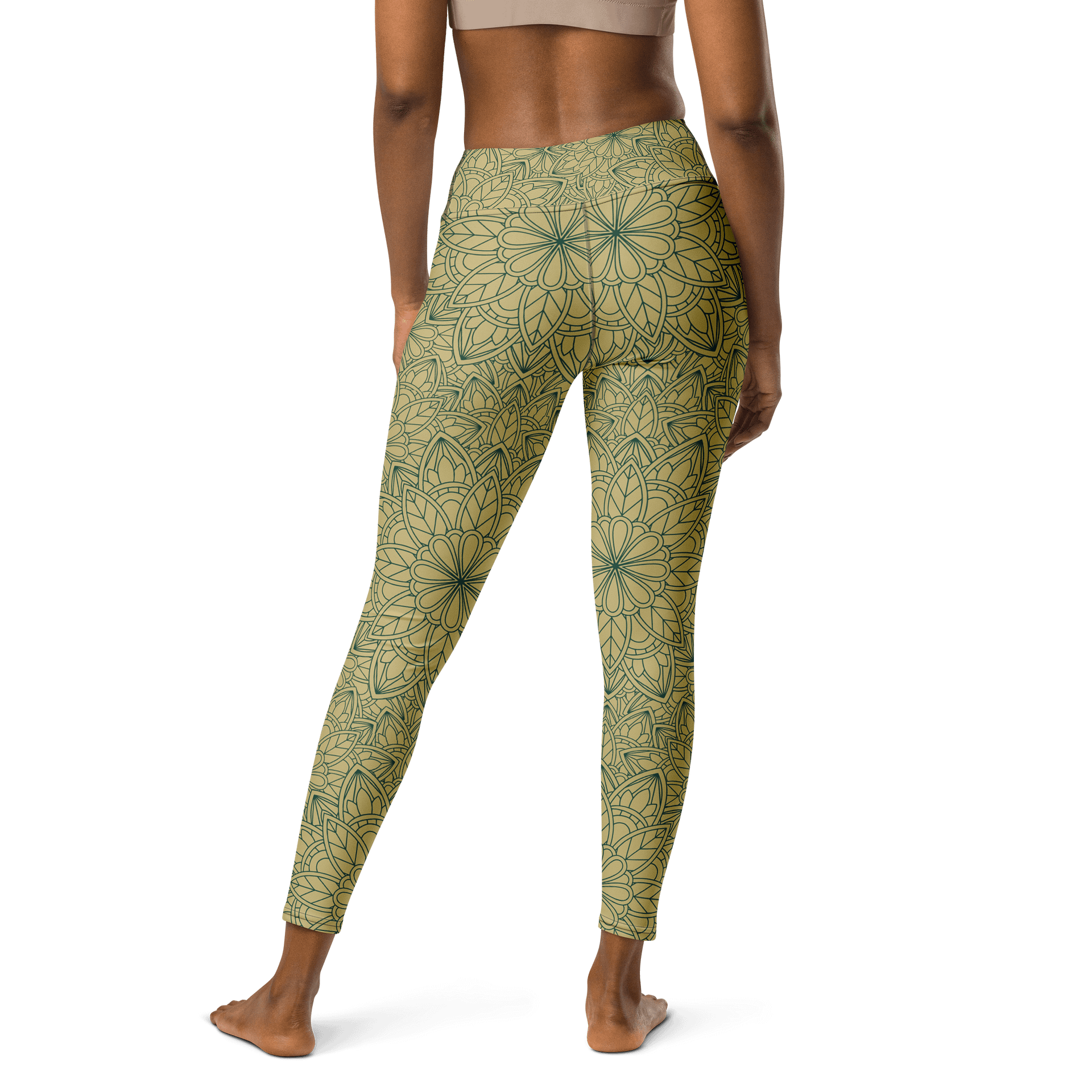 Mandala Bloom Leggings - Golden Leaf & Floral Pattern product image (2)