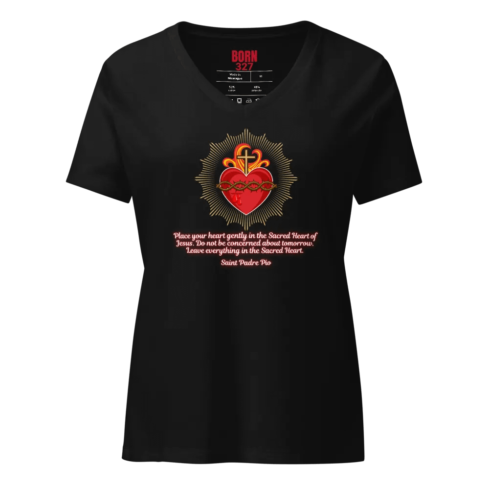 Sacred Heart of Jesus Relaxed V-Neck Tee product image (1)