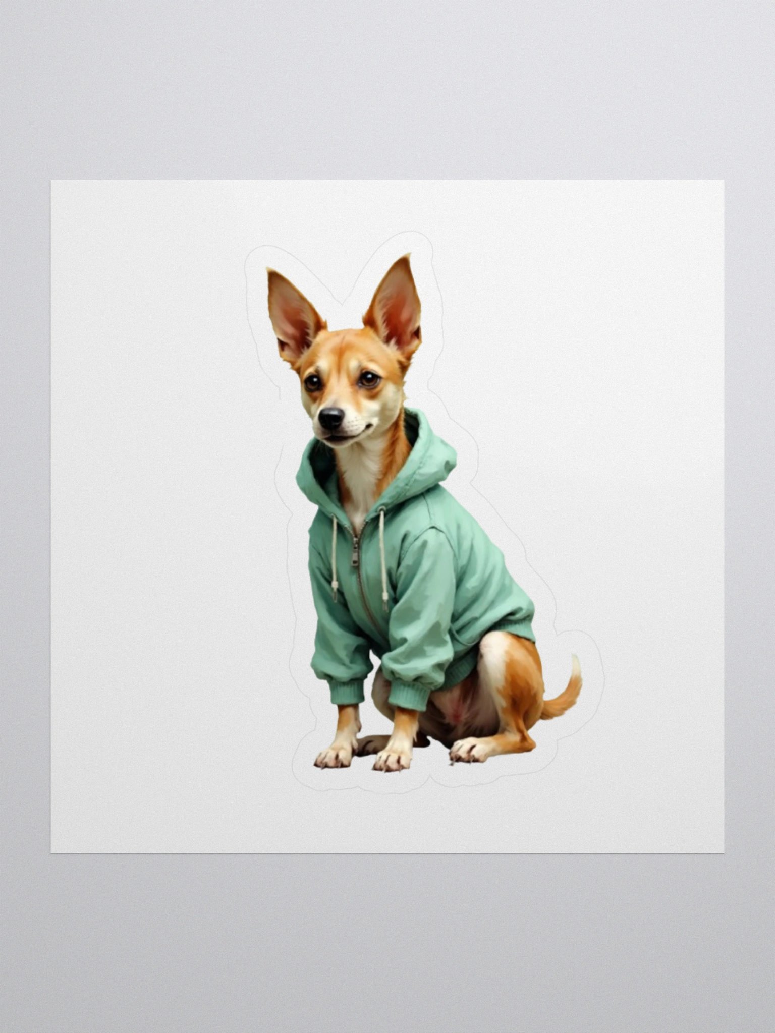 Potcake in Green Hoodie Sticker product image (1)