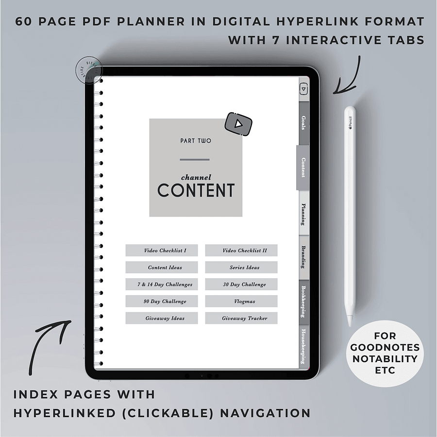 YouTube Digital Planner and Workbook Kit - Grayscale product image (6)
