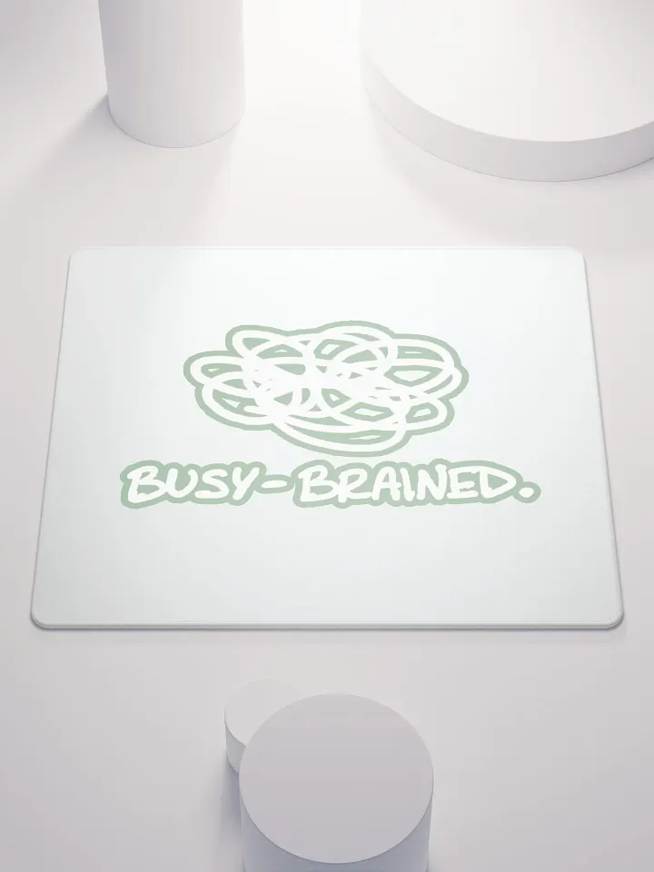 BUSY-BRAINED (lined design, #96B697) mouse pad product image (1)