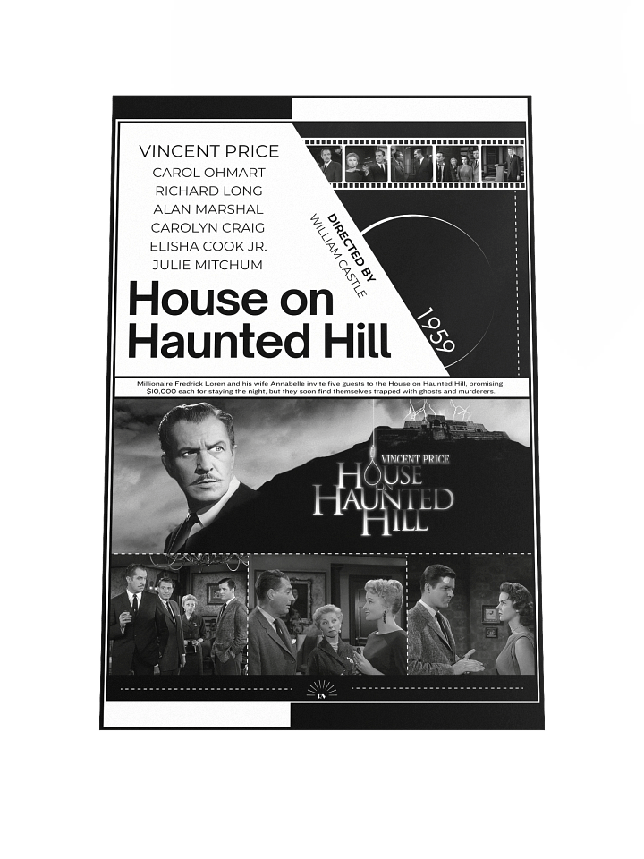 House on Haunted Hill with Vincent Price and Carol Ohmart 1959 | Movie Poster | 12x18 Wall Art product image (1)