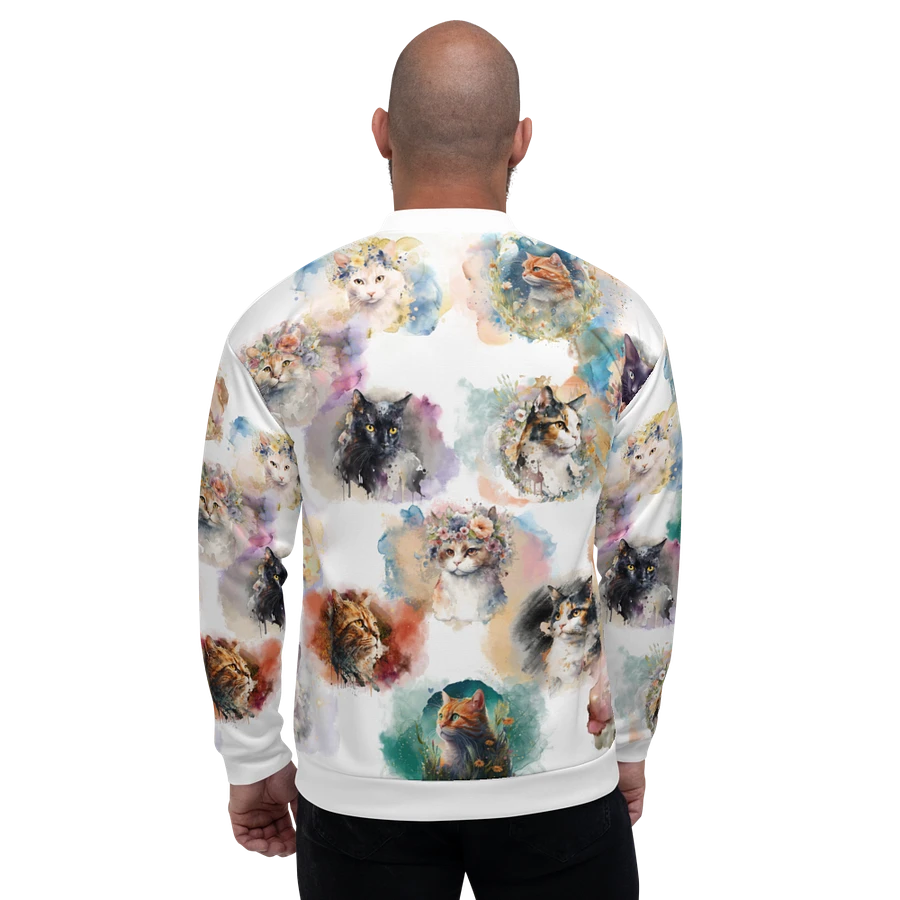 Watercolor Cats Bomber Style Zip Up Sweatshirt Jacket, Unisex product image (3)