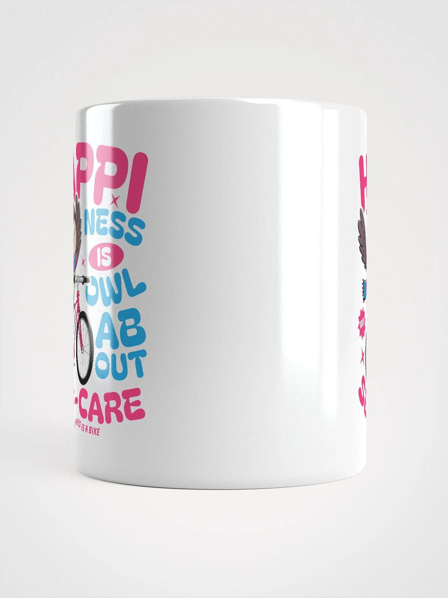 Happiness Is Owl About Self-Care Mug – Cute Owl Bike Design product image (5)