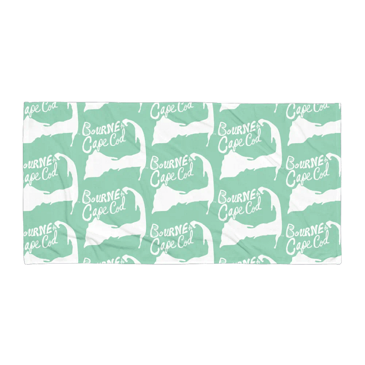 BOURNE to Cape Cod™ | Coastal Classic Beach Towel | All-Over Logo Print | Vibrant Colors for Salty Souls | White Logo on Vista Blue Green product image (1)