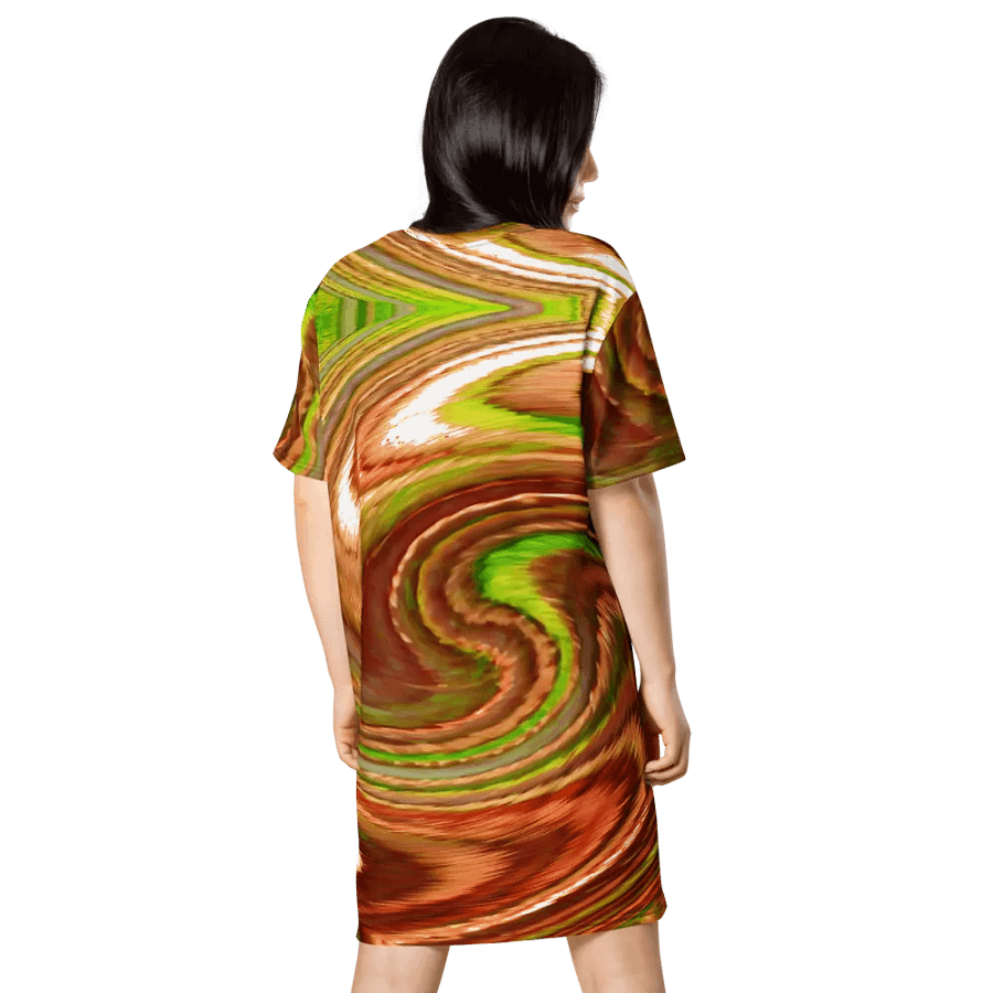 Abstract Swirling Earth Tones Lochan Reflections Women's T Shirt Dress product image (6)