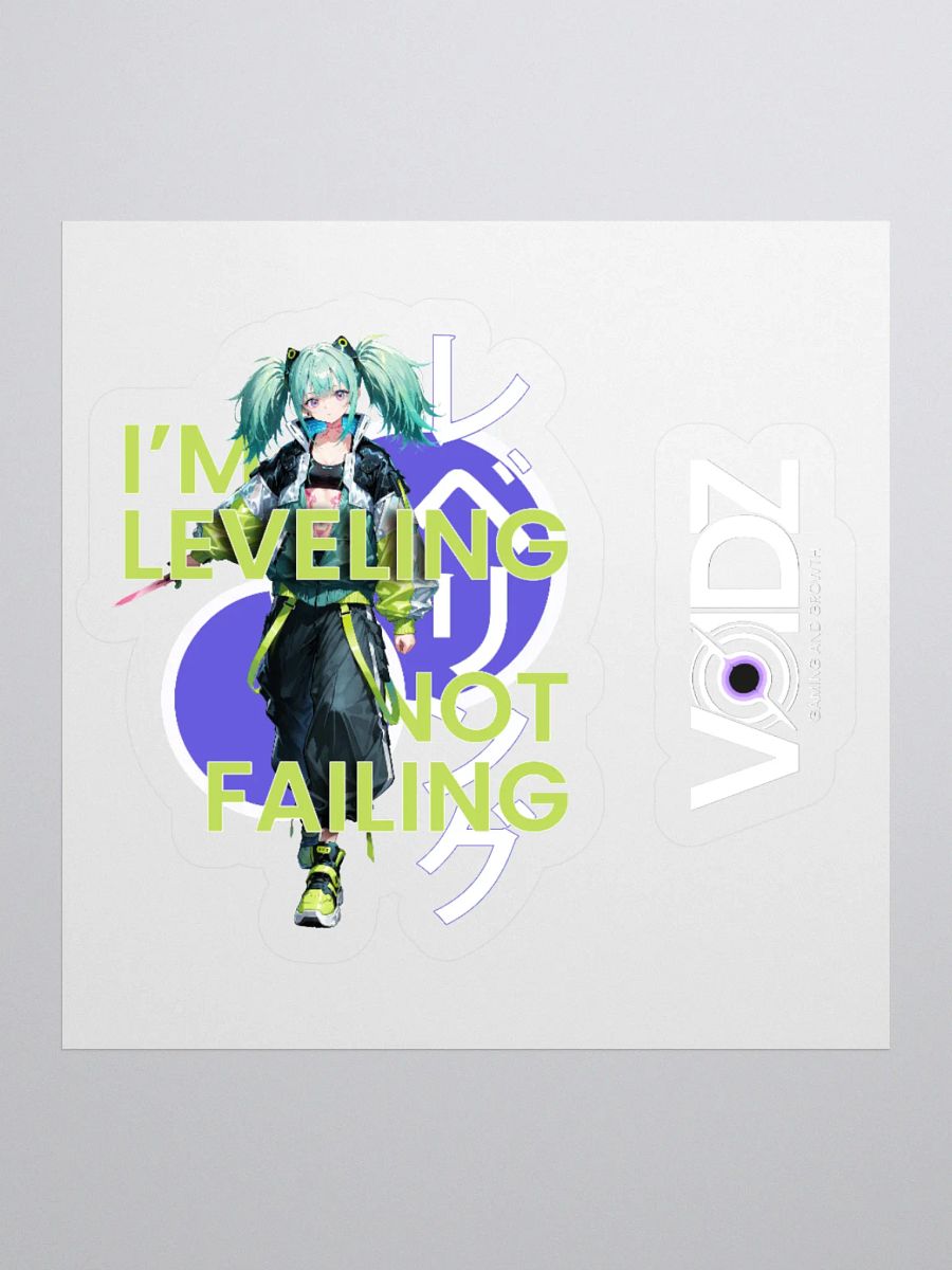 Leveling, not failing - Female anime Sticker + VOIDZ logo product image (2)