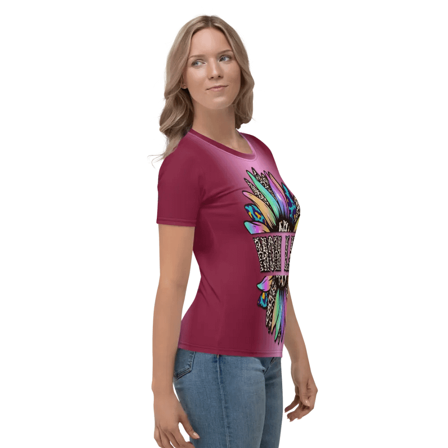 Leopard Rainbow Sunflower Mom Life All Over Print T-shirt product image (5)
