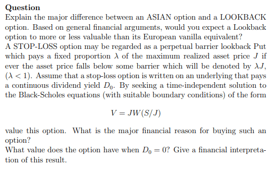 TD - An Asian option, a lookback option and a stop-loss option product image (1)
