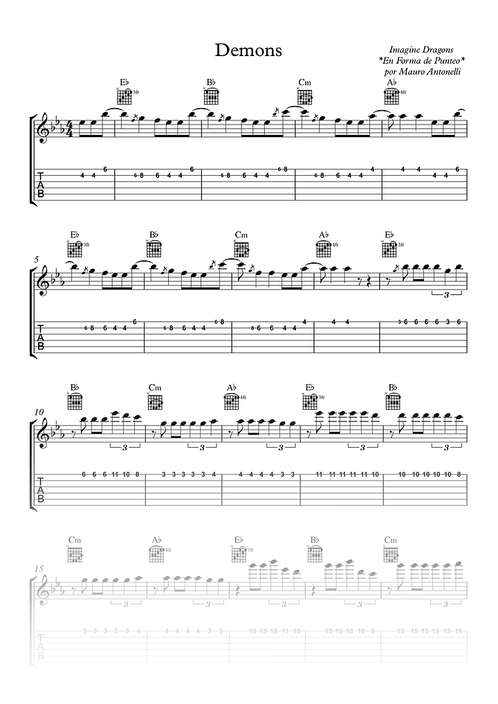 Demons - Partitura + Tabs + Acordes + Pista product image (1)