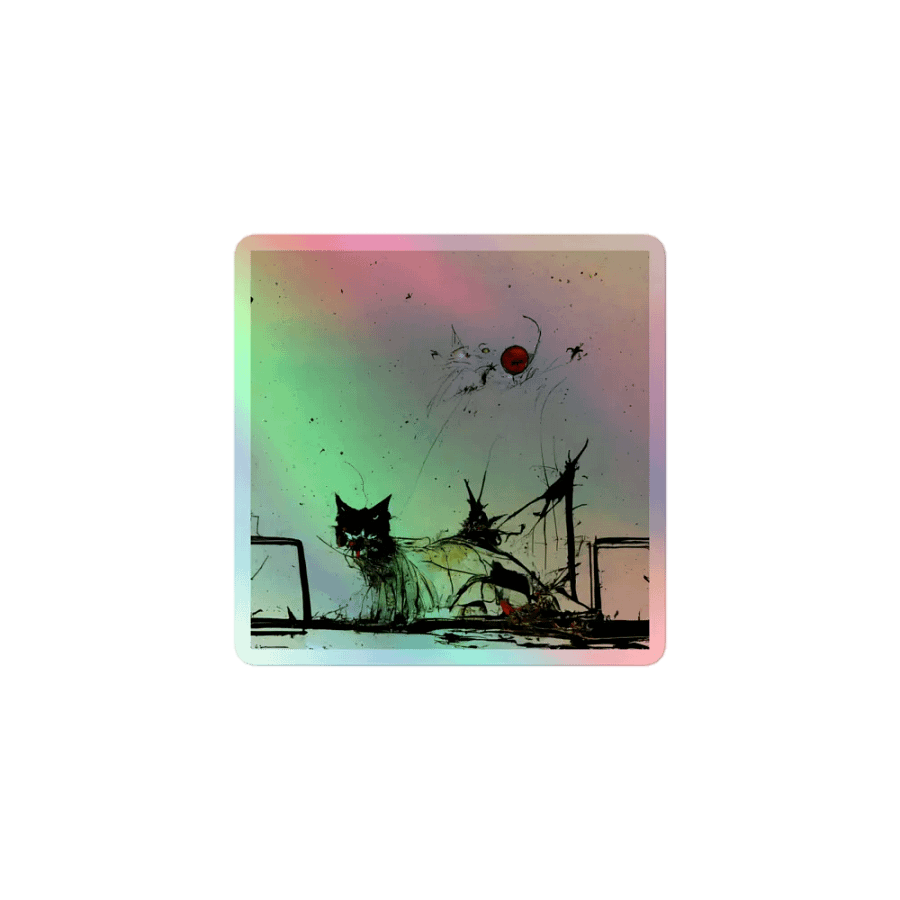 Whimsical Cat and Mouse Holographic Sticker Sheet product image (1)