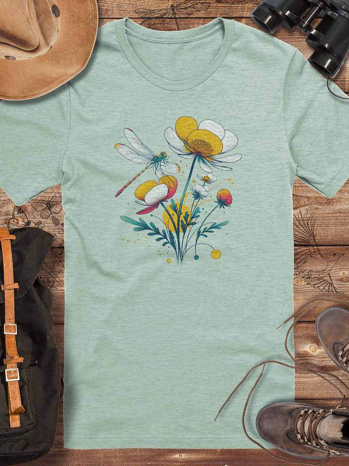 Buttercup and Dragonfly T-Shirt, Floral Nature Tee, Wildflower Aesthetic Shirt, Botanical Art Print, Cottagecore Gift for Her, Garden Lover Tee product image (6)