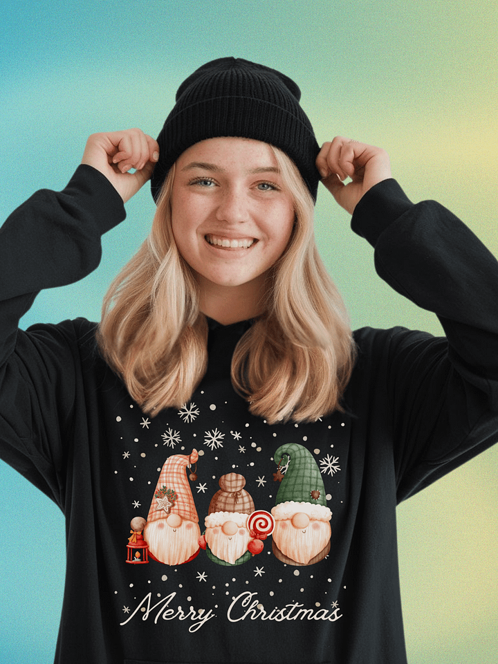 Merry Christmas Gnomie Hooded Tee product image (1)