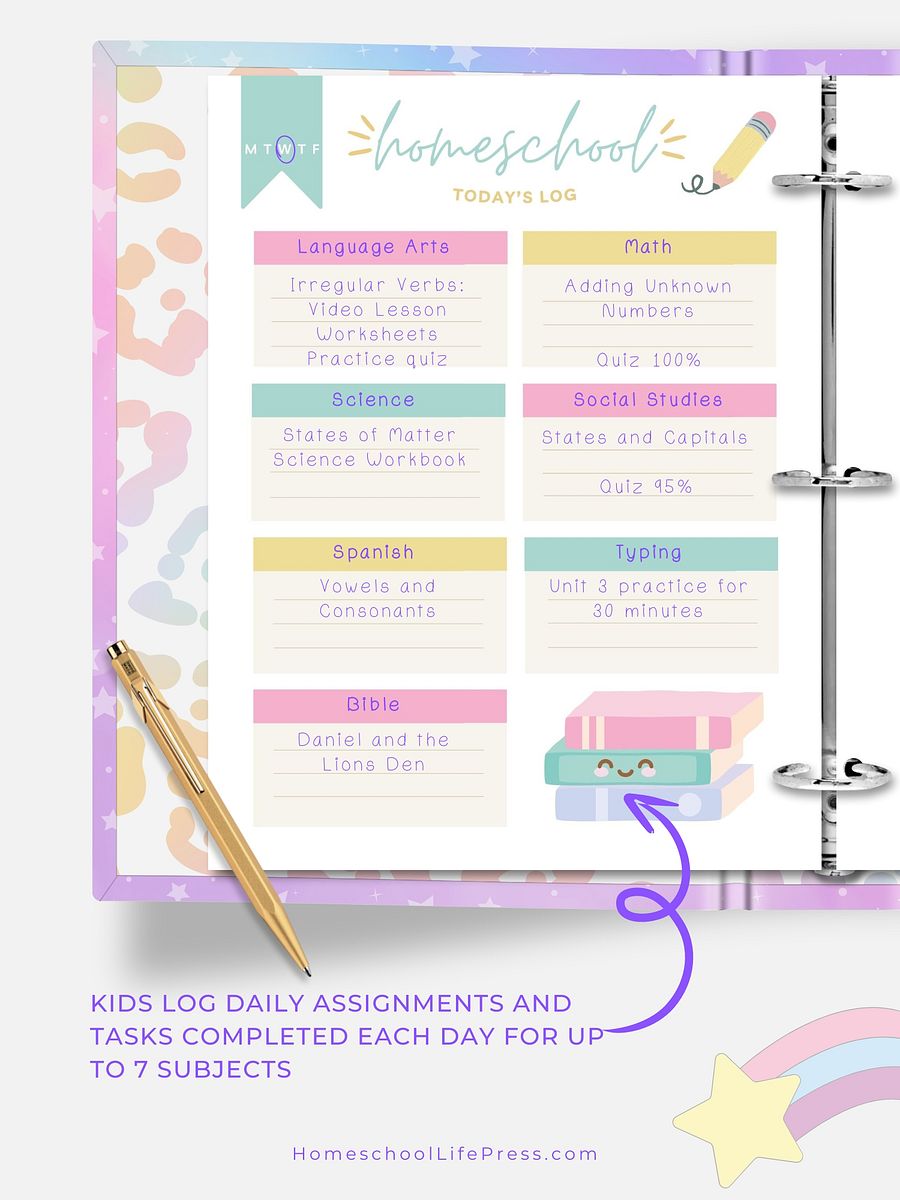 Homeschool Student Daily Journal Printable | Kawaii Color product image (2)