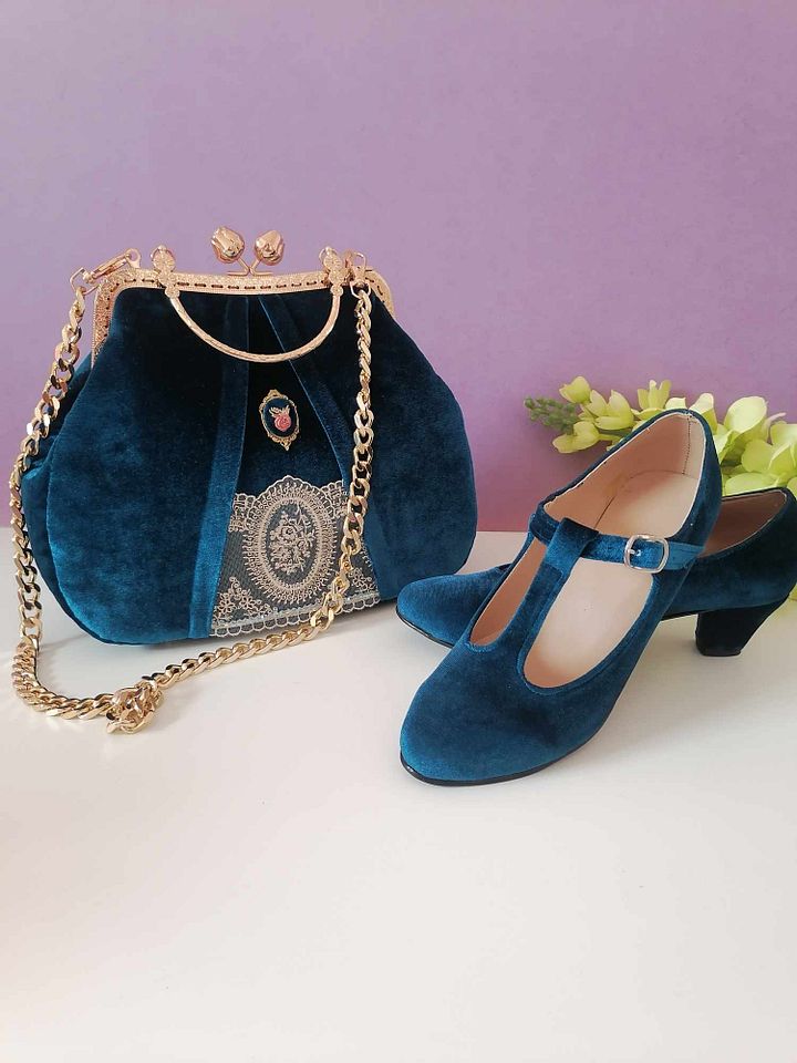 Velvet teal handbag product image (2)
