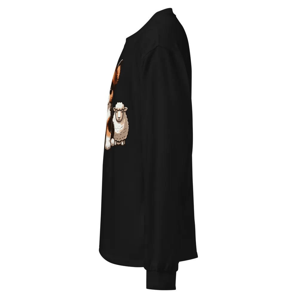 Cute Tricolor Border Collie with Sheep Long Sleeve Premium T-Shirt product image (2)