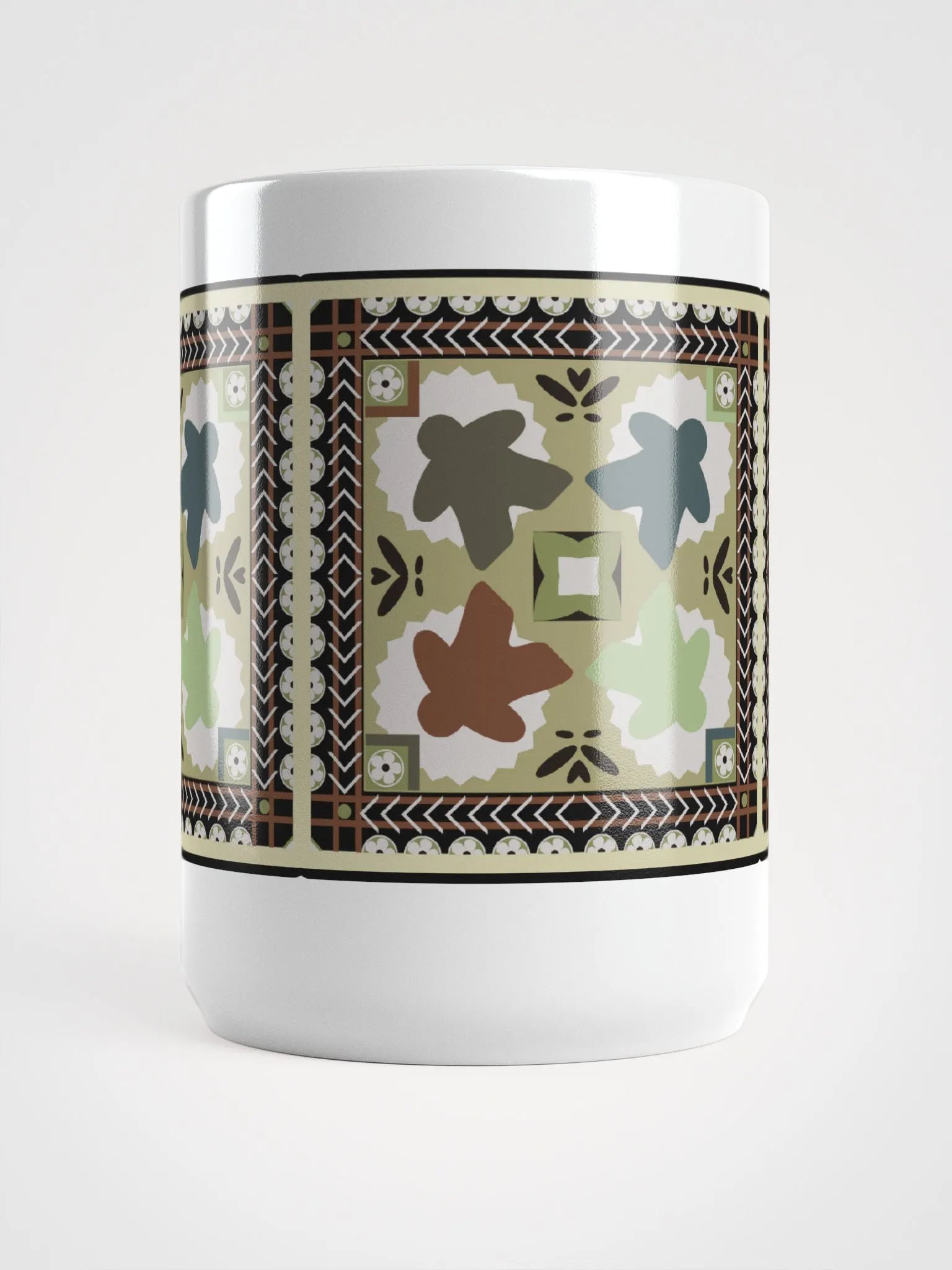 Ukrainian Pattern Meeple Patchwork Mug for Board Gamer, Large 15 oz. Coffee Cup product image (7)
