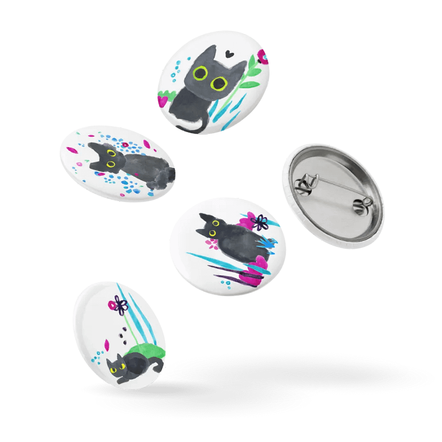 Derpy Floral Cat Fam - Set of Five 1.25