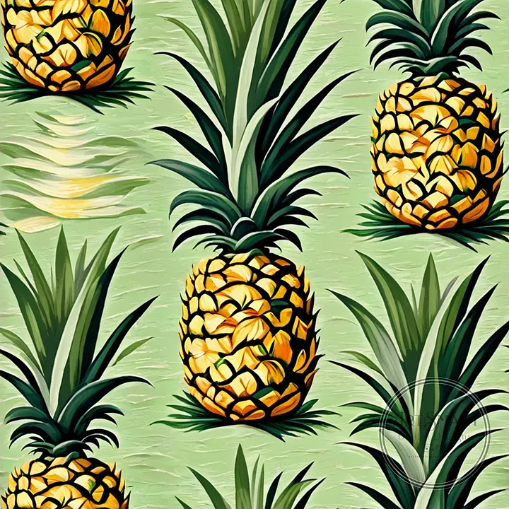Seamless Pattern - Pineapples on a Green Background product image (1)