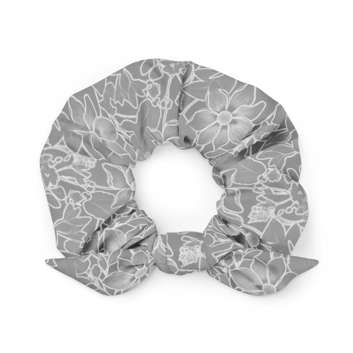 Line art Gray and White Floral/All-Over Print Scrunchie by Sublicolor product image (1)