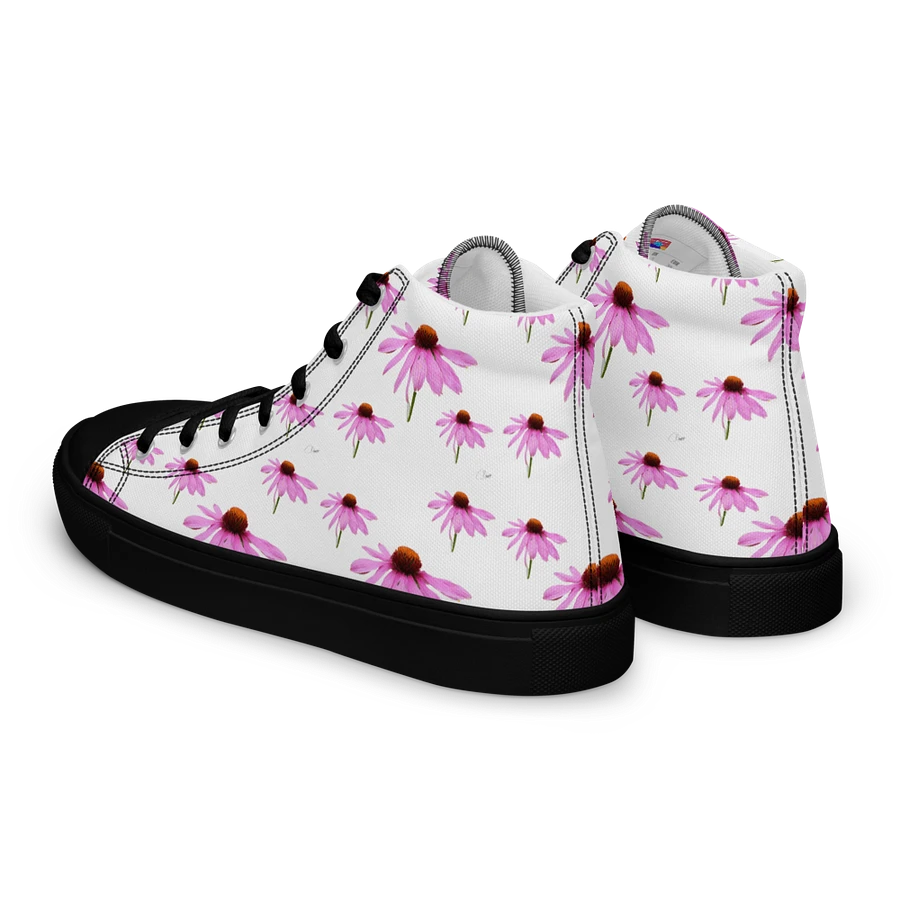 Abstract Delicate Pink Repeating Cone Flowers Women's Black Toe High Top Canvas Shoes product image (3)