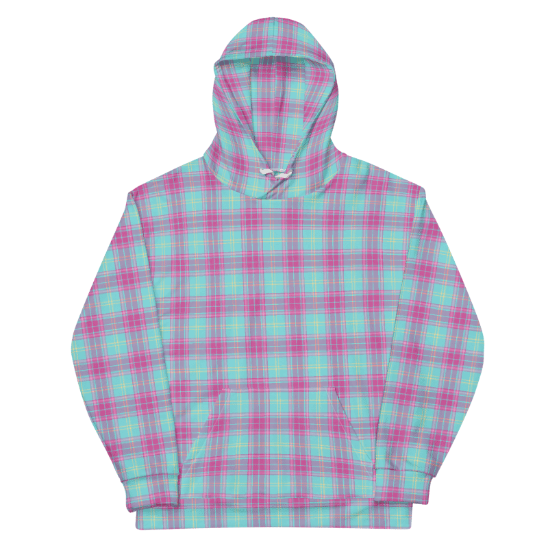 Hot Pink and Aqua Plaid Hoodie product image (6)