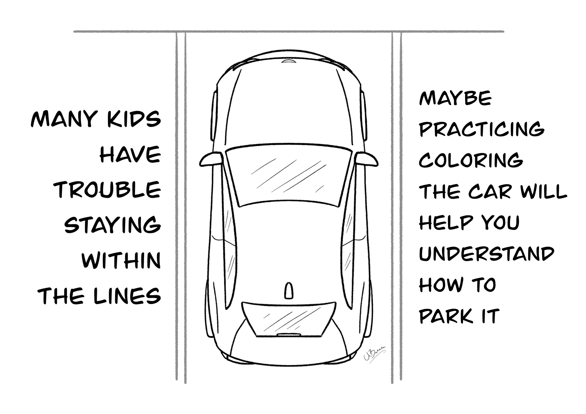 Parking in the lines - Coloring Page A4 product image (1)