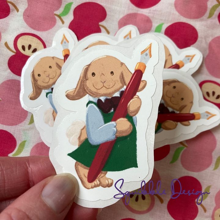 Vinyl Sticker - Bunny and Fountain Pen product image (1)