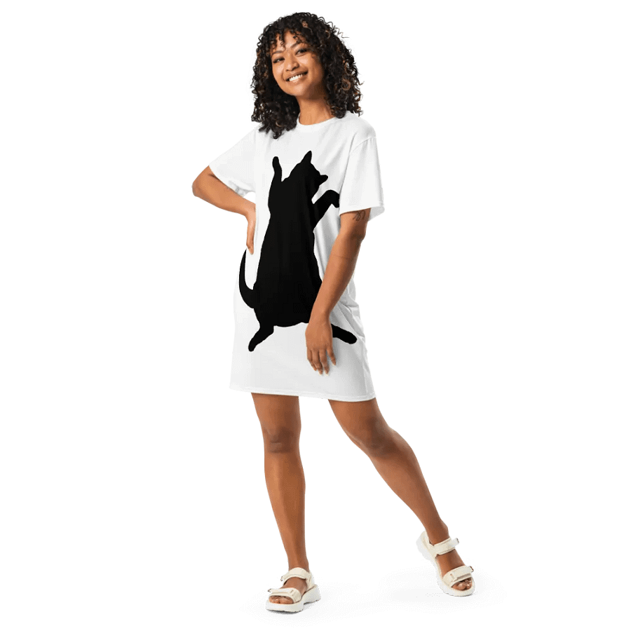 Dancing Demeowcracy Feline Black and White T-Shirt Dress product image (10)