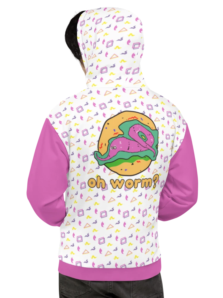 Oh Worm pink & white eco hoodie product image (3)