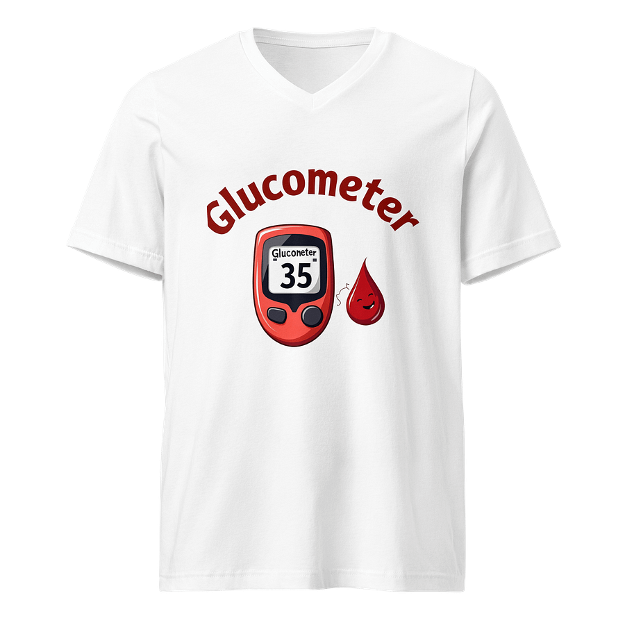 Happy Glucometer Red V-Neck Tee product image (1)