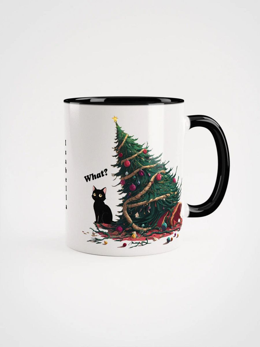 Personalized Black Cat Destroyed Christmas Coloured Mug product image (1)