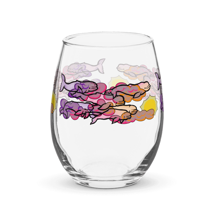 sunset beluga whales stemless wine glass product image (1)