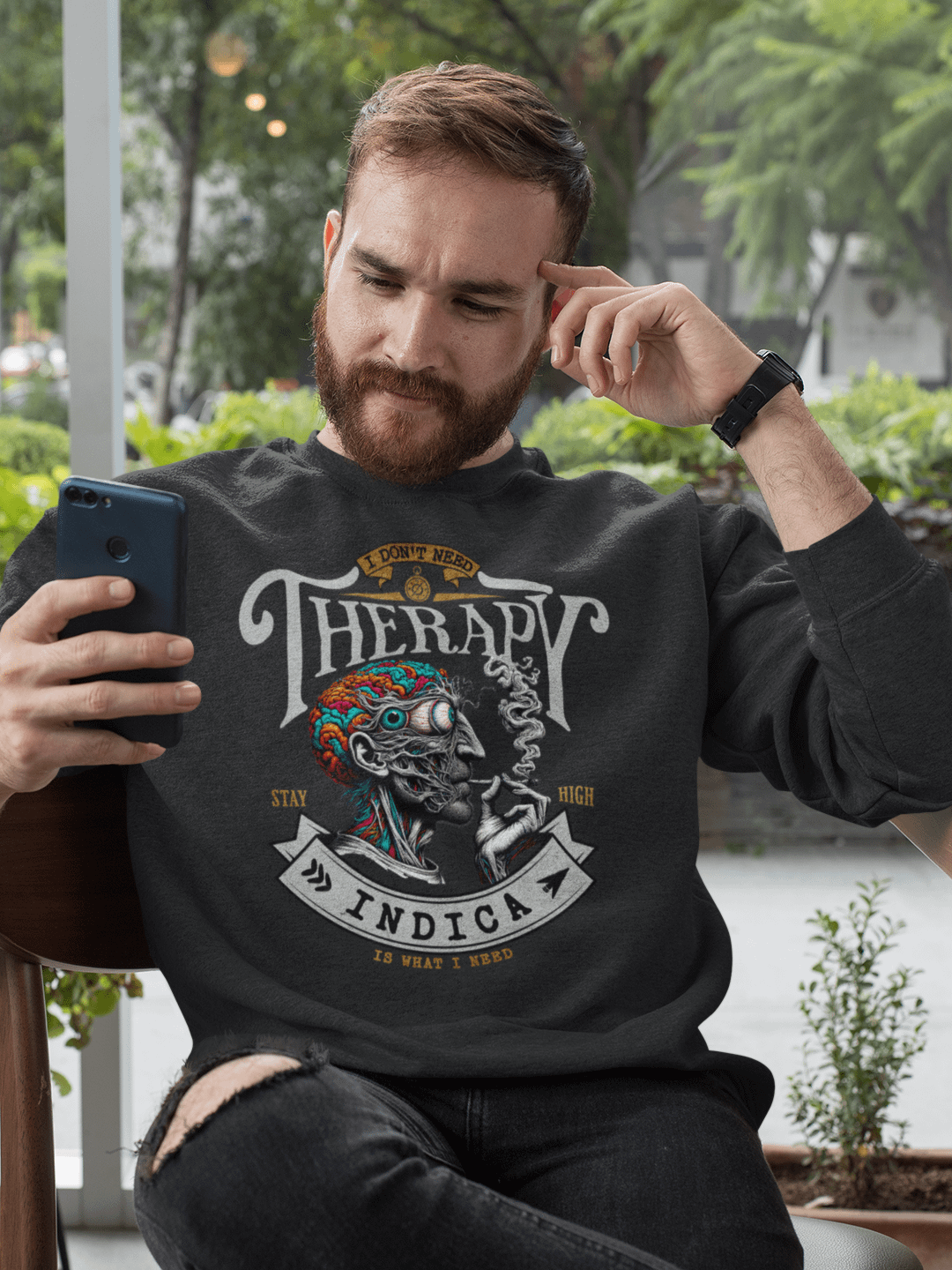 Psychedelic Mind - I Don’t Need Therapy INDICA - Premium Sweatshirt product image (2)