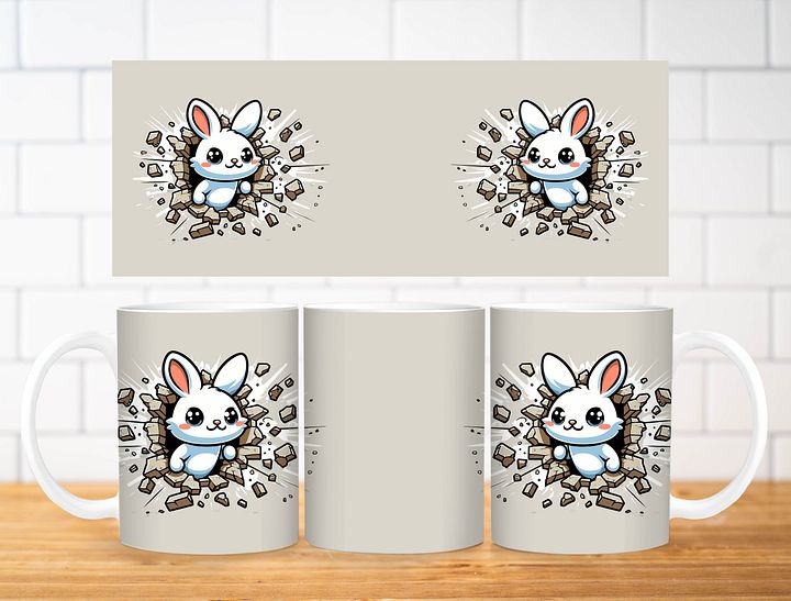 Cartoon Bunny Mug Sublimation Design, 11oz & 20oz Mug Template, Mug Wrap Template PNG, Digital Download product image (2)