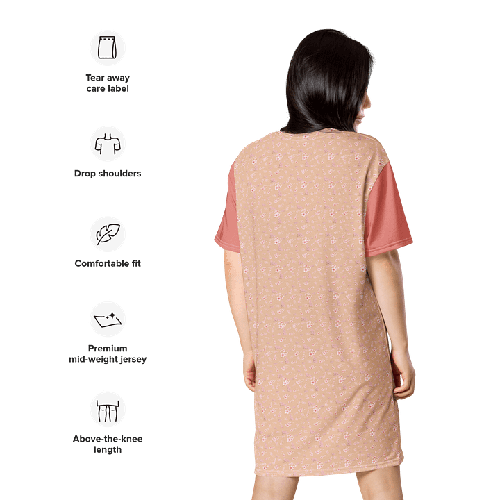 Cherry Blossoms on Cream T-Shirt Dress product image (2)