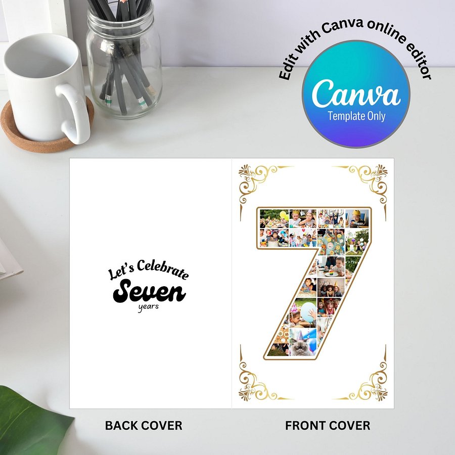 Seven Year Celebration Card Photo Collage Canva Template product image (5)