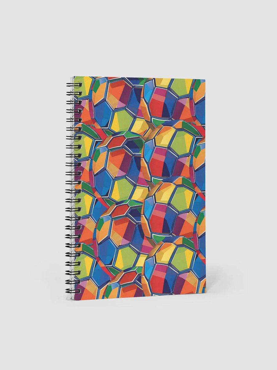 Geometric Multi-colored Patterned Soccer Balls Spiral Notebook product image (1)