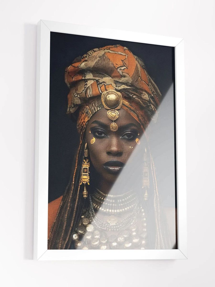 African Woman in Traditional Head Dress, Bronze Jewelry Poster Print, Framed product image (4)
